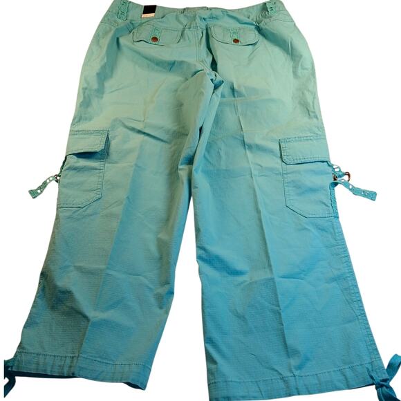 Venezia Women's Aqua Teal Cropped Cargo Pants - Size 14 - Picture 3 of 8